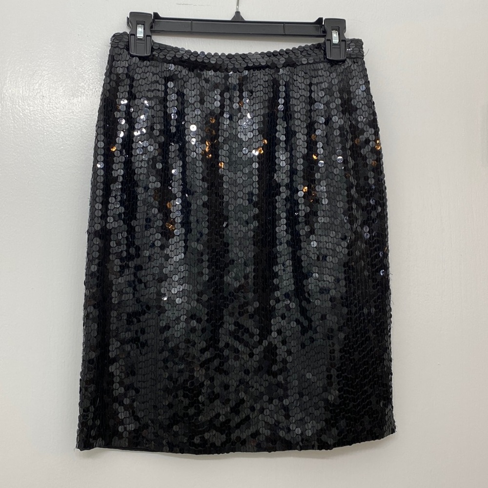 Black sequin midi skirt